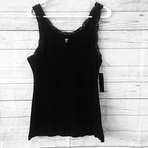 Women’s black lace tank top size XL cotton